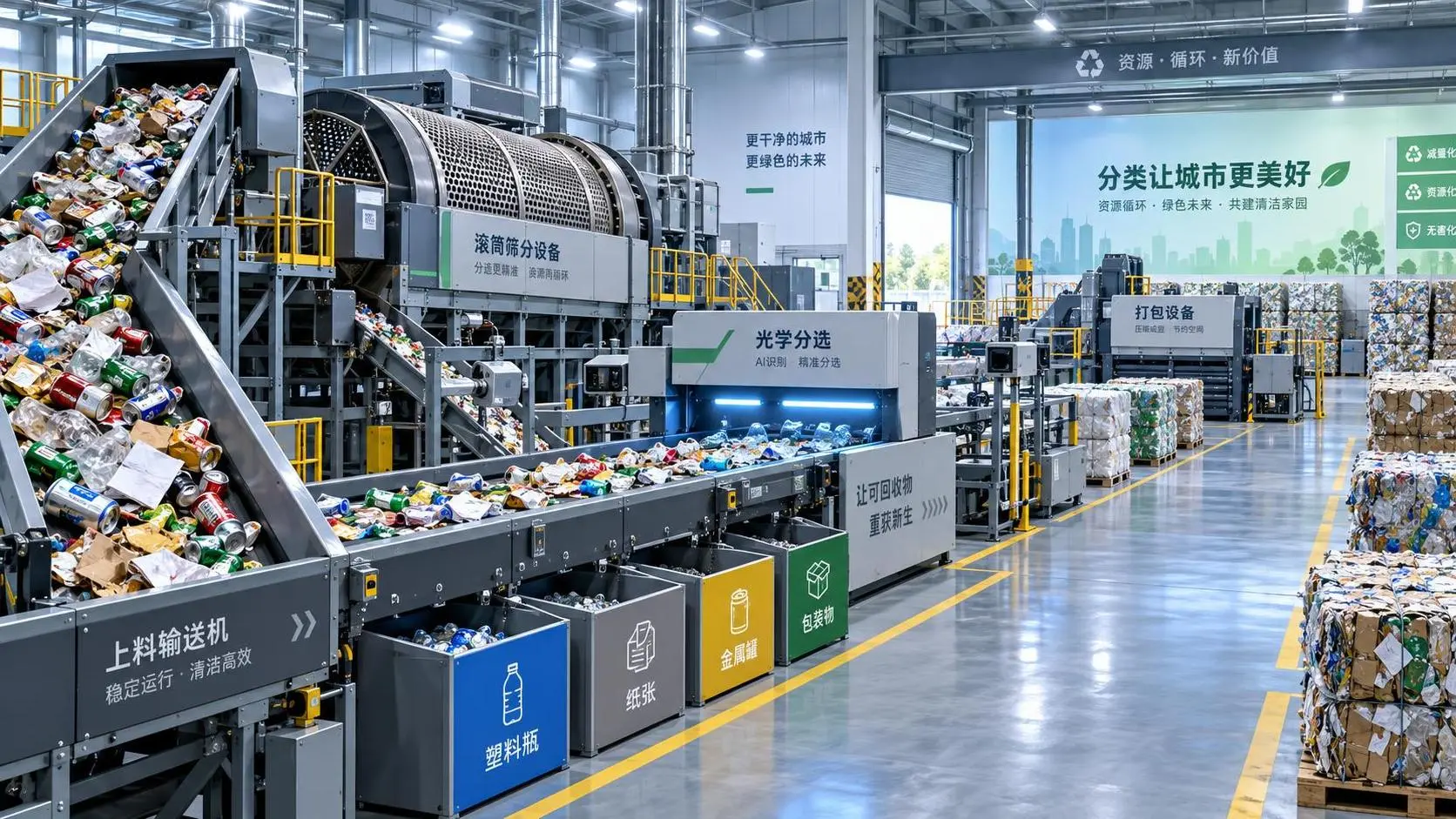 What throughput should municipal waste sorting equipment deliver?