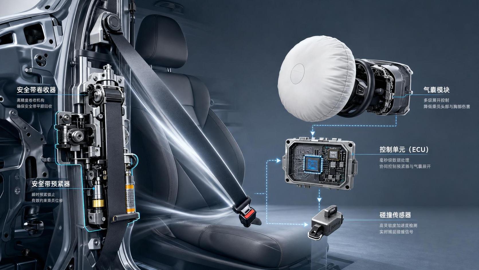 How Automotive Passive Safety Systems Seatbelt Pretensioners Work in Crash Events