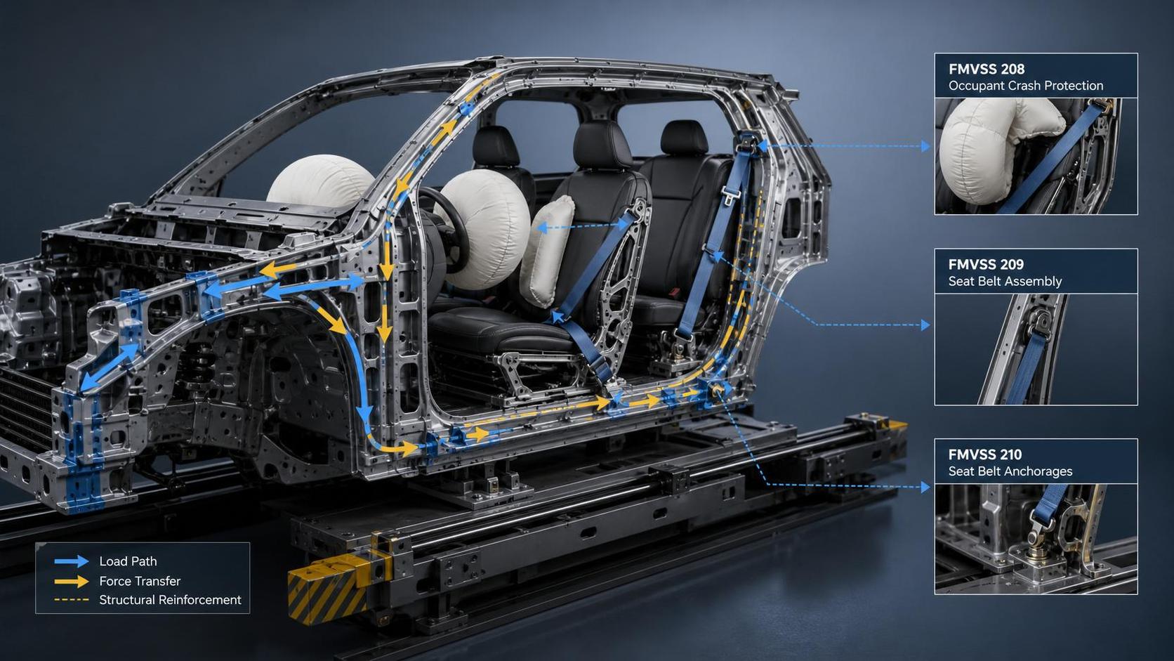 FMVSS Collision Safety Engineering: Key Test Requirements for Vehicle Restraint System Design