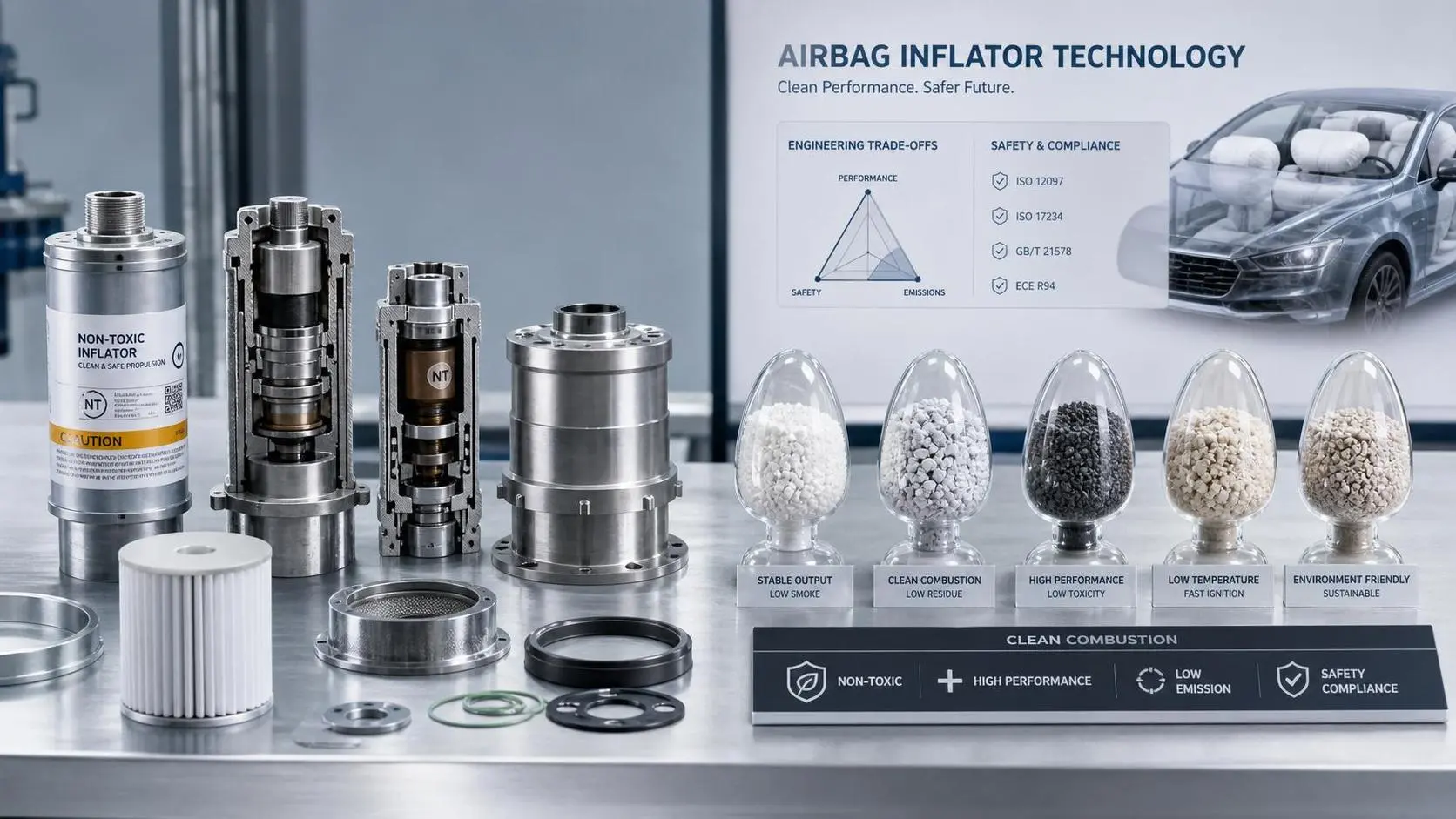 Non-Toxic Propellants for Inflators: Key Types, Performance Trade-Offs, and Safety Standards