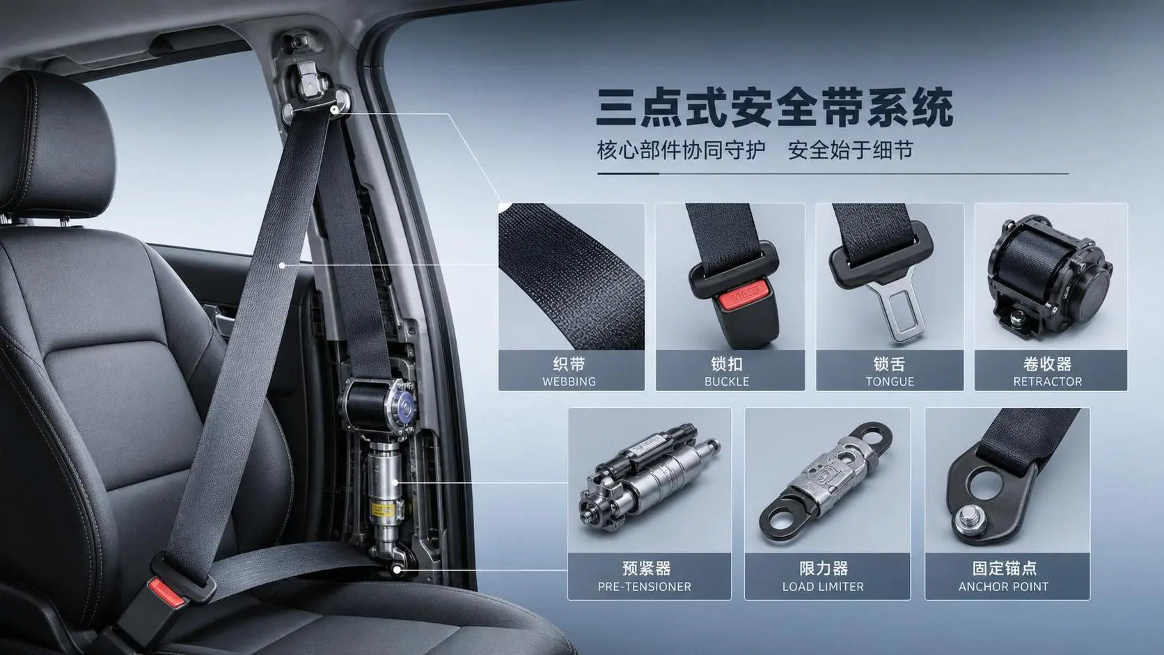 Seatbelt Components for Passenger Cars: Main Parts, Functions, and How They Work Together