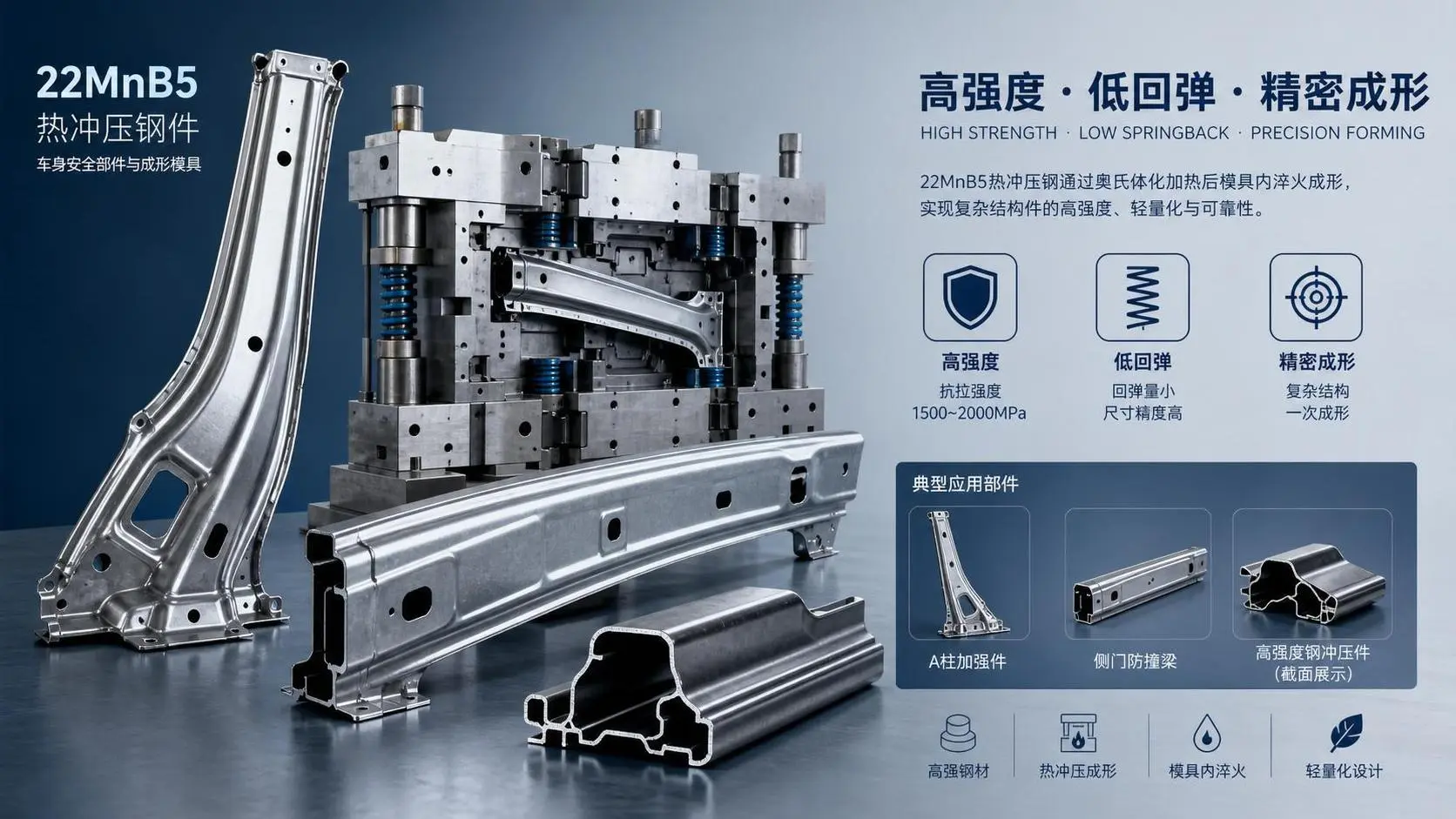 22MnB5 Hot Stamped Steel Parts: Key Properties, Forming Limits, and Typical Uses