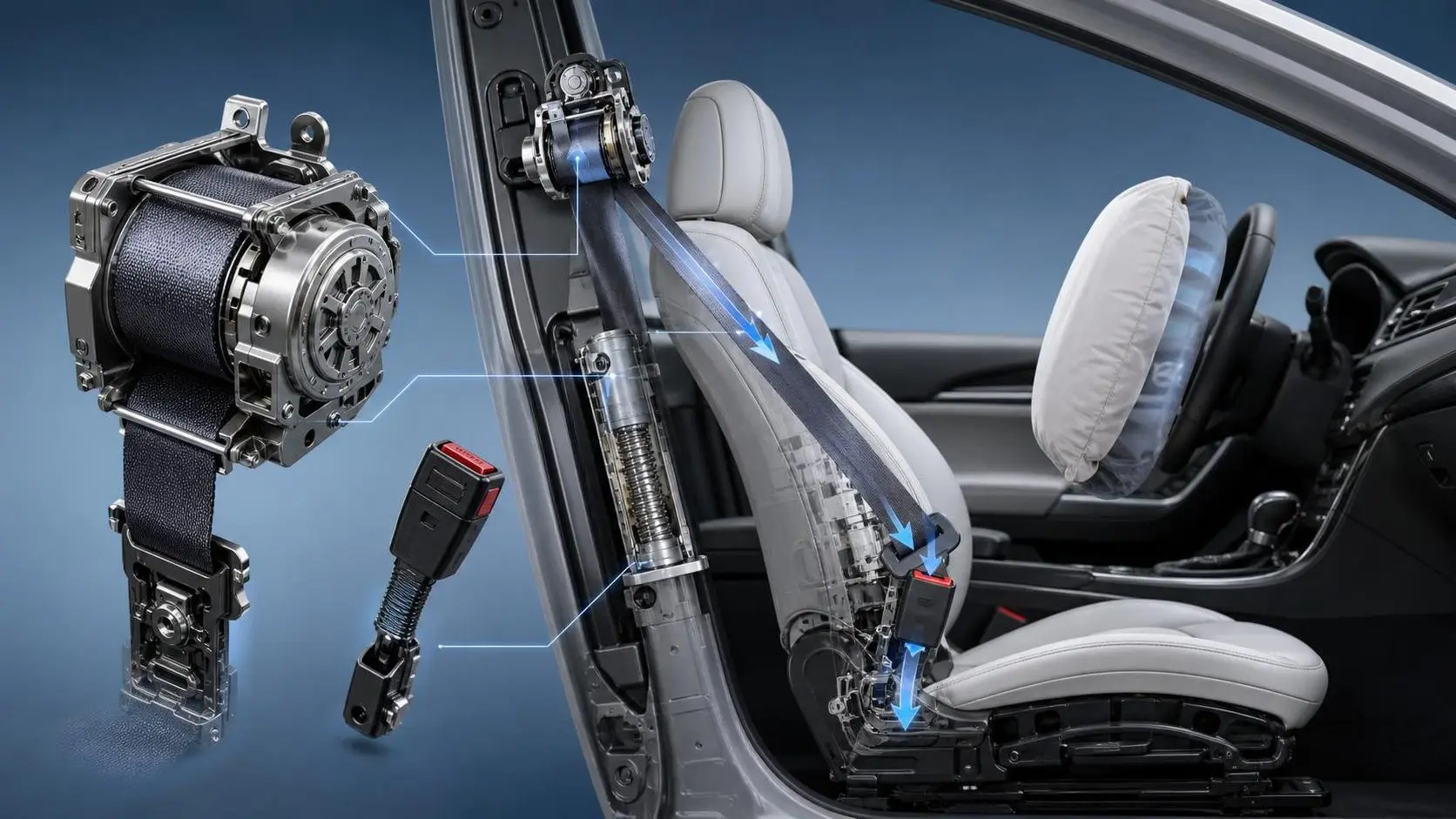 How Do Seatbelt Systems with Pretensioner Improve Crash Protection?