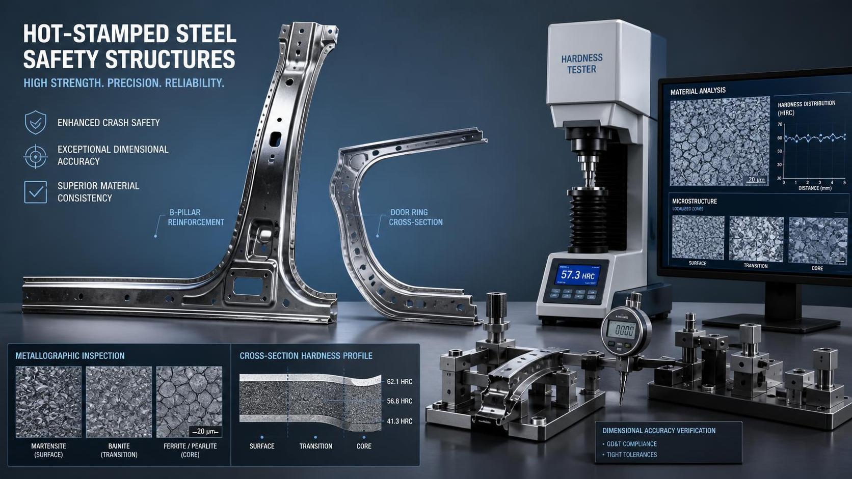 How to Evaluate High Strength Hot Stamped Steel Parts for Crash-Safety Applications
