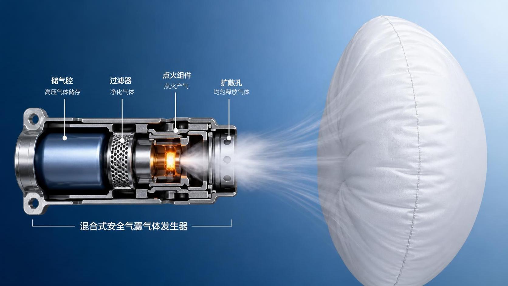 How Hybrid Airbag Inflators Balance Gas Output, Pressure, and Deployment Time