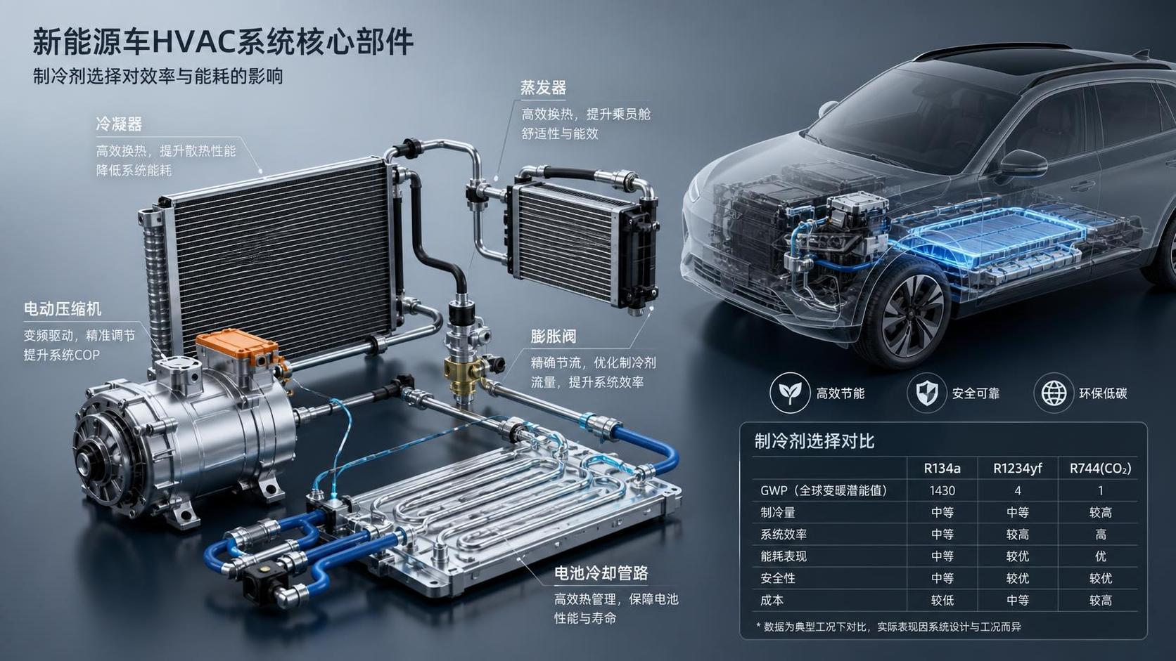 How refrigerant choice affects automotive HVAC system efficiency