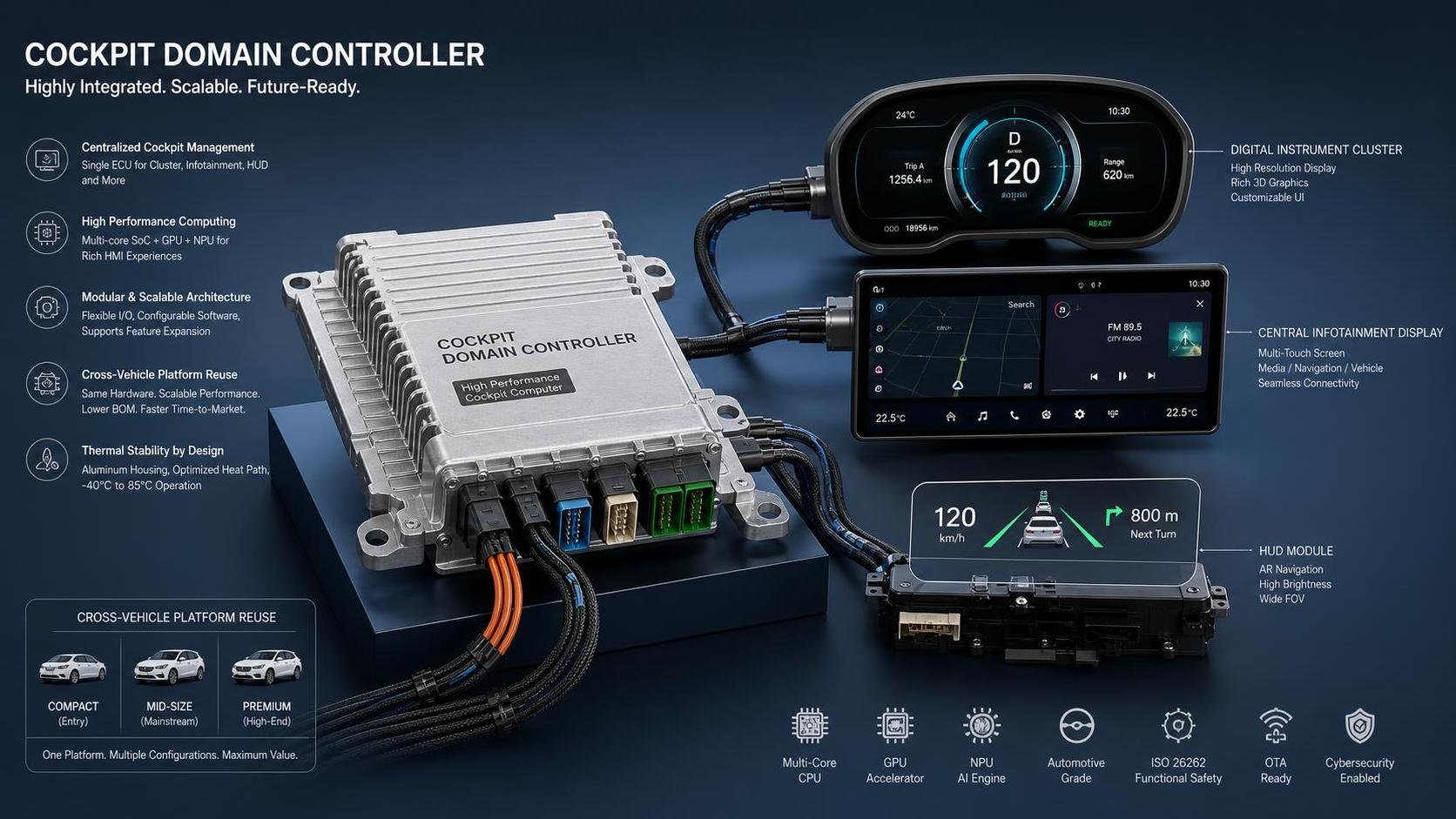 What makes a cockpit domain controller ECU scalable across vehicle platforms