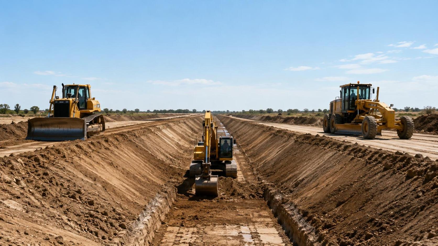 How earthmoving equipment is applied in canal construction