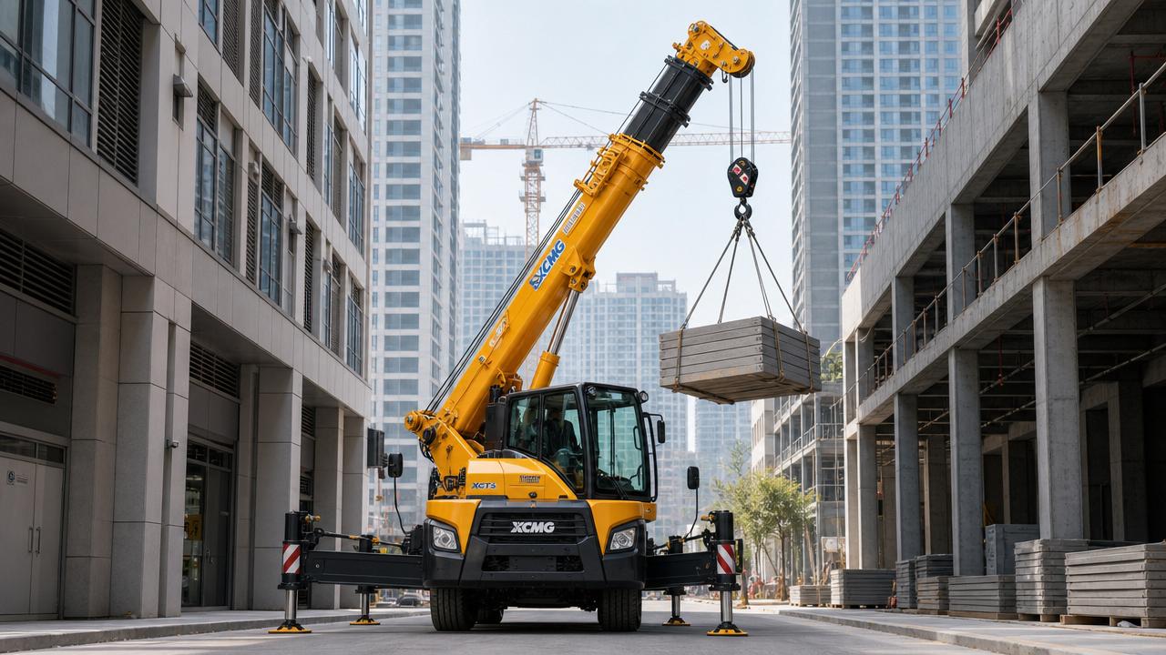 What construction lifting equipment fits tight urban jobs?