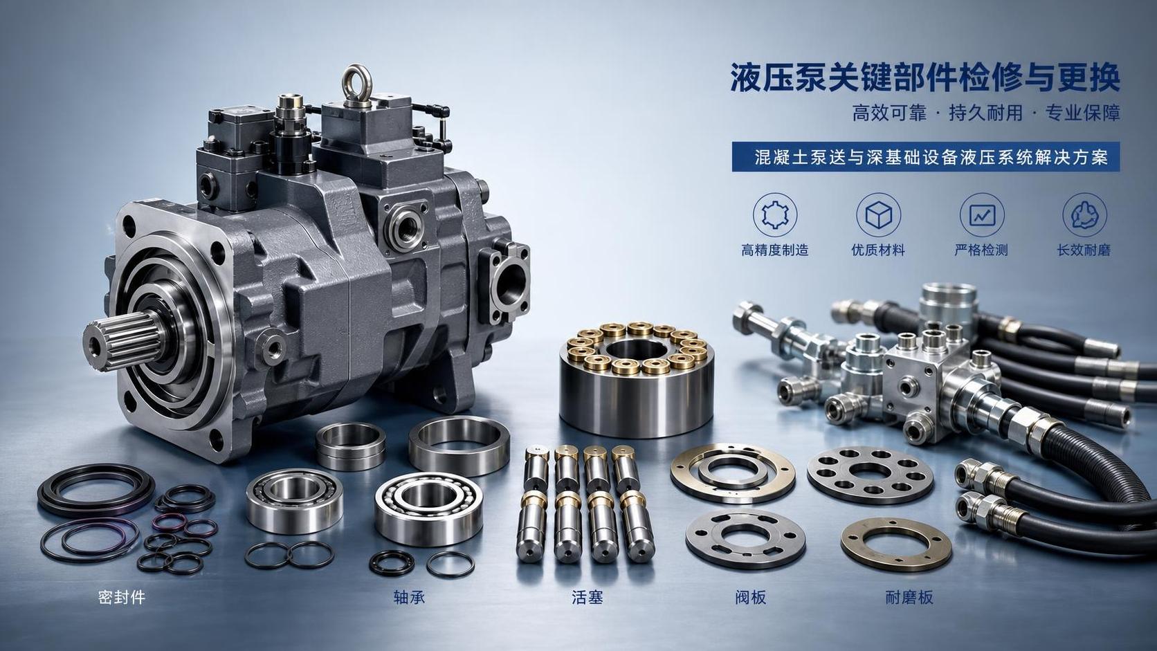 When should you replace hydraulic pump wear parts instead of the whole pump