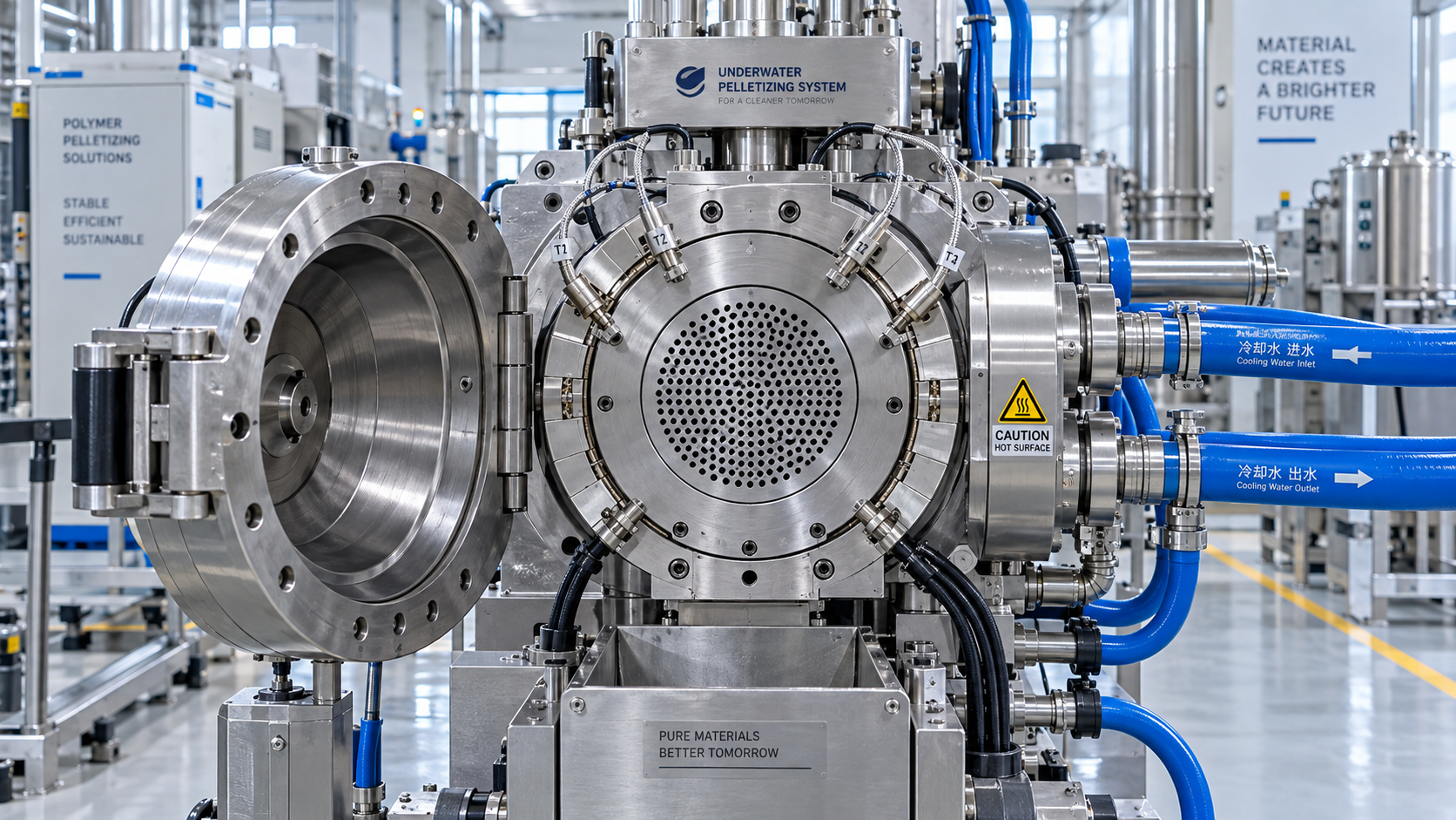 Preventing die freeze-off in a continuous underwater pelletizing system